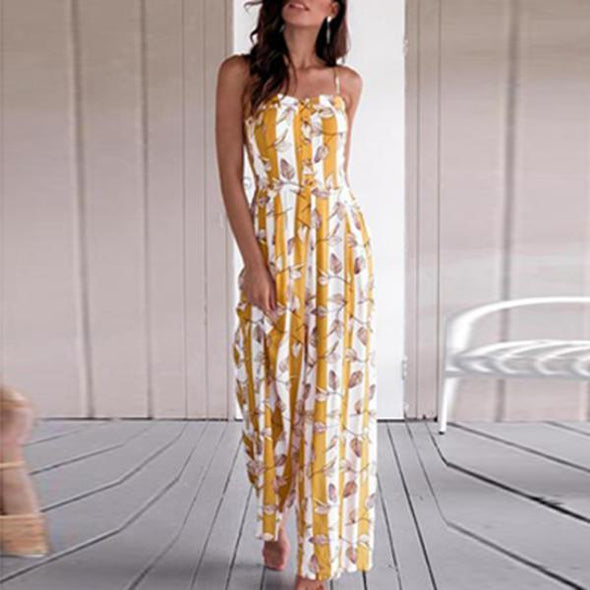 Sexy Fashion Floral Print Wide Leg Jumpsuit