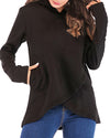 Long-Sleeved Fleece Solid Color Irregular Hooded Sweatshirt