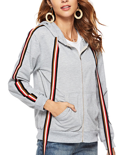 Ribbon Long Sleeve Hooded Sweatshirt