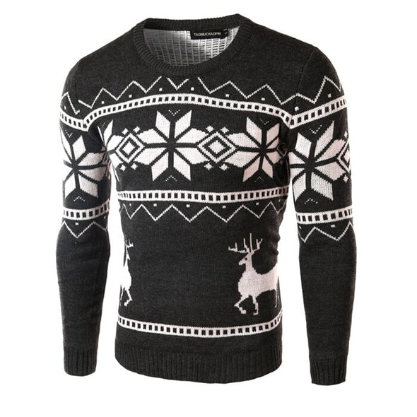 New Men's O-neck Slim Fashion Deer Sweater