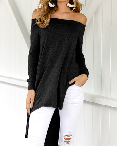 Sexy Strapless Irregular T-Shirt