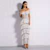 Sexy New Off Shoulder Lace Ruffles Split Maxi Dress