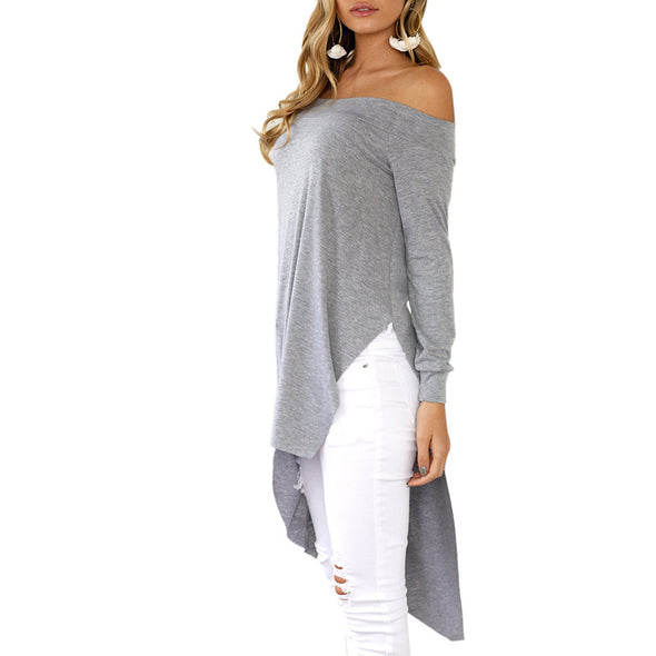 Off Shoulder Irregular Long Sleeve Sweatshirt