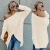 Solid Color Long-Sleeved Shoulder Sweater