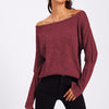 Off Shoulder Pure Color Sweatshirt