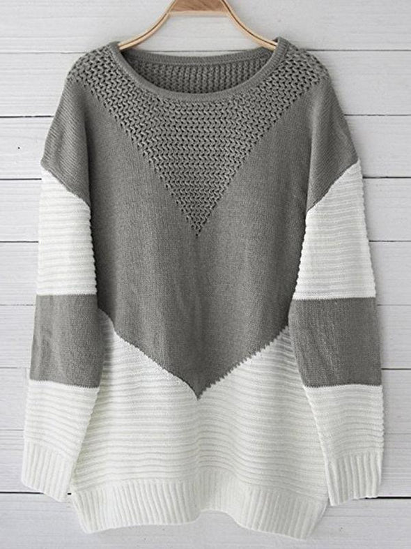 Fashion Loose Stitching Knit Sweater