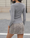 Simple Long Sleeved V-Neck Drawstring Sweater