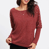 Round Neck Long Sleeve Pearl Knit Sweater