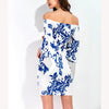 Blue-White Porcelain Slim Evening Dress