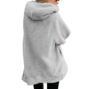 Fashion Solid Hooded Zipper Plush Cardigan Coat