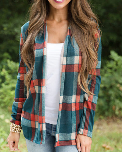 New Plaid Printed Cardigan