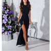 Sleeveless Round Neck Split Sexy Evening Dresses