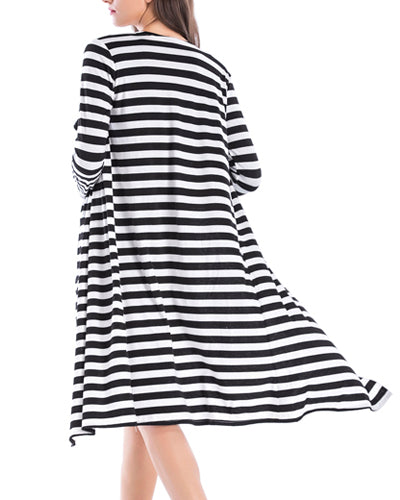 Stylish Slim Long Striped Cardigan Coat