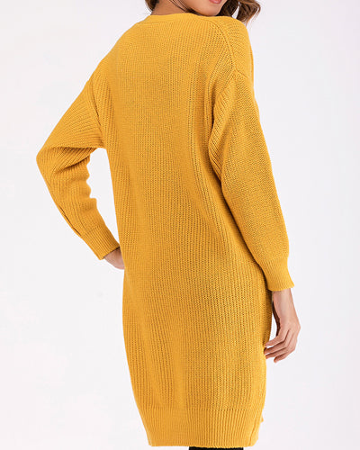 Mid-Length Long-Sleeved Single-Breasted Sweater