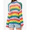 Loose Hand-Woven Striped Rainbow Long Sleeve Sweater