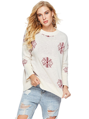 New Snowflake O Neck Sweater