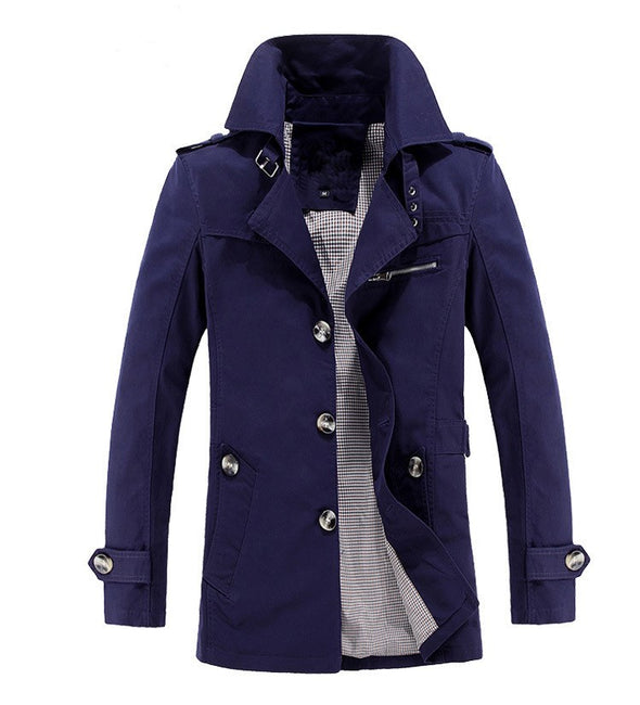 Men's Single Breasted Lapel Windbreaker Jacket