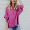 Solid Color Back Cross-Knit Sweater