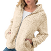 Split  Zipper Hooded Long Sleeve Plush Coat