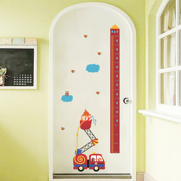 Cartoon Car Building Measuring Height Wall Sticker