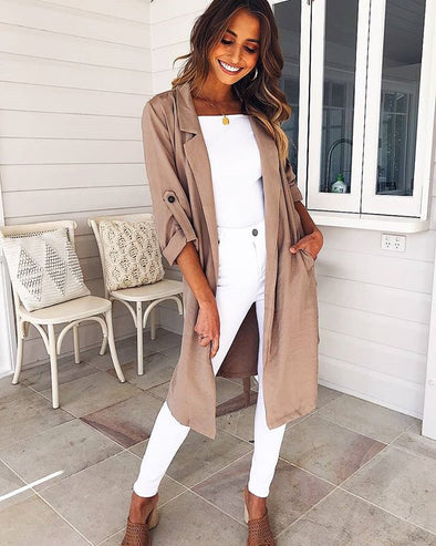 New Casual Long Trench Coat Jacket