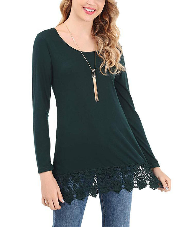 Solid Color Round Neck Long Sleeve Bud Stitching T-Shirt