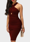 Women's Pleated High Waist Sleeveless Evening Dress