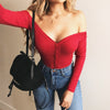 V-neck Long Sleeve Button Bodysuit