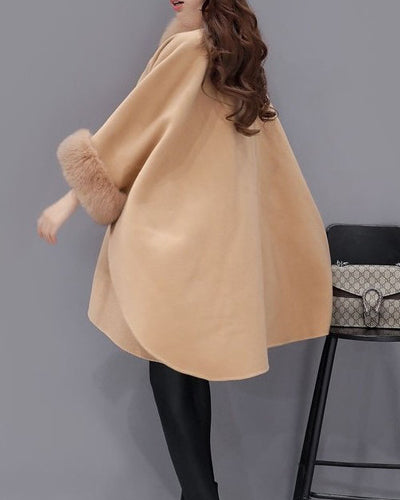 New Fox Fur Collar Woolen Coat