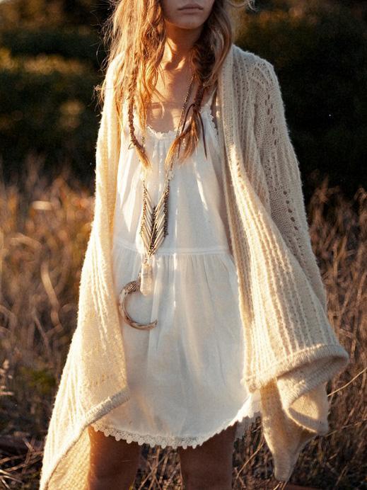 Knitting Hollow Long Sleeves Cardigan Tops