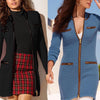 Simple Ladies Zipper Wool Coat Trench Outerwear