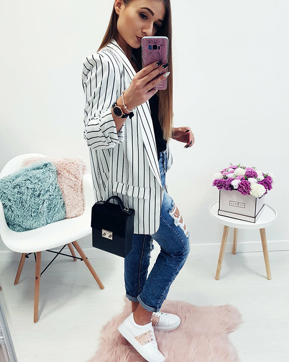 Long Sleeve Striped Blazer