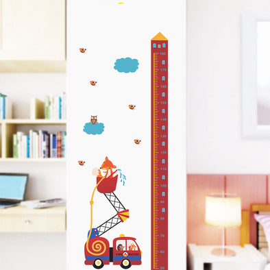 Cartoon Car Building Measuring Height Wall Sticker