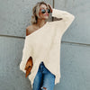 Solid Color Long-Sleeved Shoulder Sweater