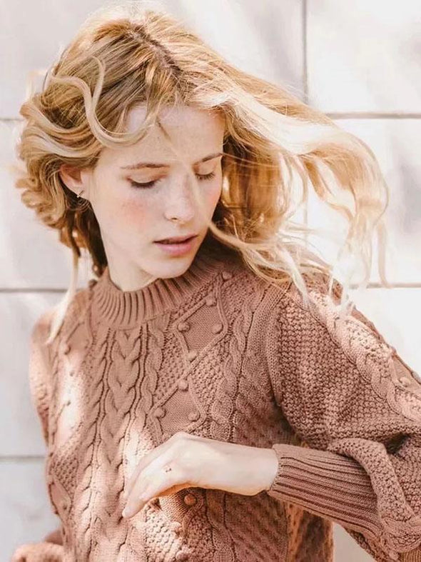 Solid Color Knitting Long Sleeves Sweater Tops