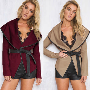 Sexy Woolen Cardigan Bandage Coat