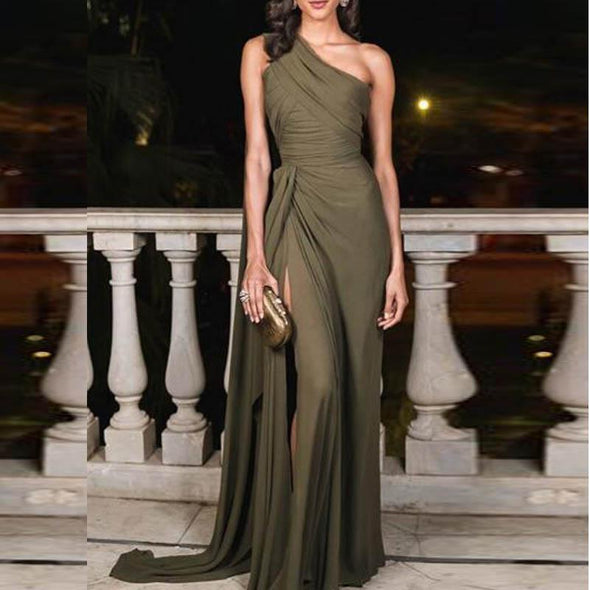 Women's Sexy Strapless Side Slit Evening Dress