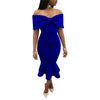 Women's Ruffled Solid Color Evening Dress