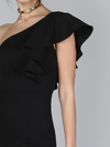 One Shoulder  Plain  Blend Bodycon Dress