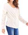 Long Sleeve V-Neck Solid Color T-Shirt