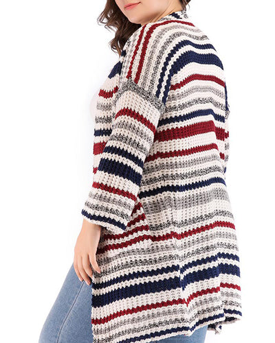 Striped Knit Cardigan Sweater