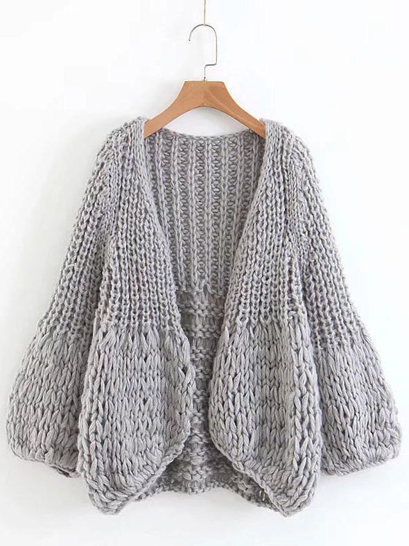 Puff Sleeves Loose Cardigan Sweater Tops