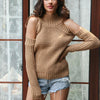 Creative Off-The-Shoulder Solid Color Sweater