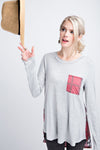 Long sleeve round neck stitching T-shirt