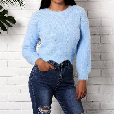 Loose Slim Hippocampus Beaded Sweater