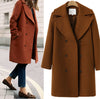 Long sections woolen Lapel Coat