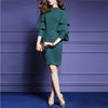 Beading Lotus Leaf Sleeve Bodycon Dress