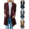 Fashion Gold Velvet Long Trench Cardigan Coat