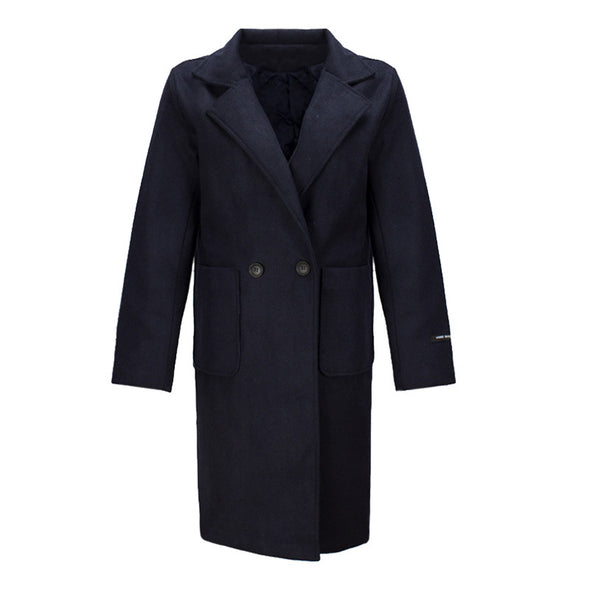 Thickened Long Sleeve Straight Cashmere Coat