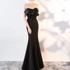 Sexy Solid Bowknot Off-Shoulder Evening Dress